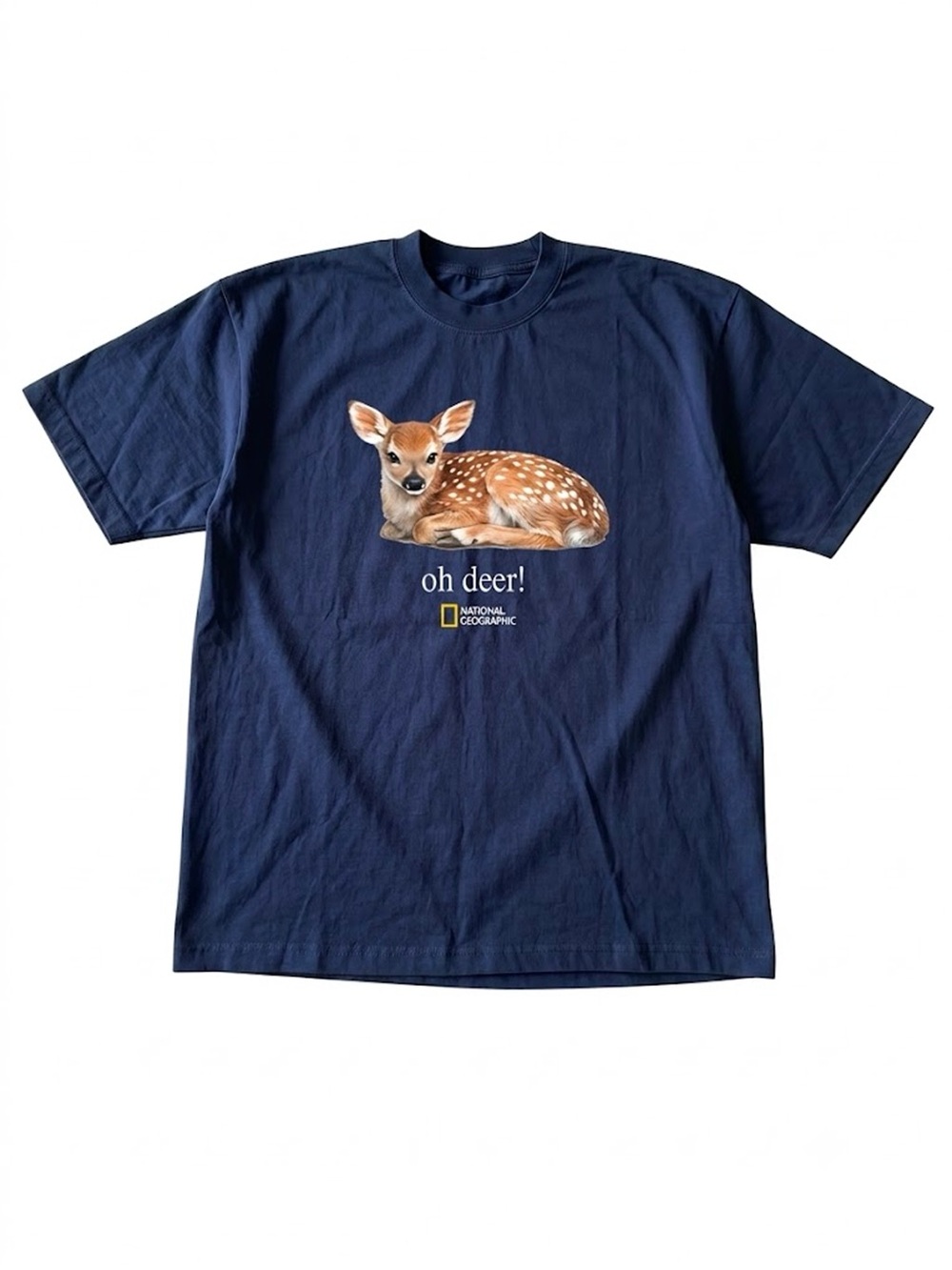 National Geographic Oh Deer Fawn Baby Deer Navy Graphic T-Shirt